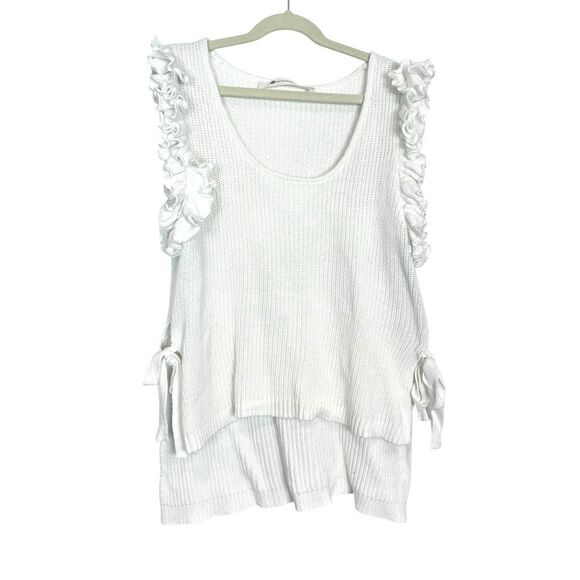 The Impeccable Pig White Ruffle Sleeve Blouse - Picture 1 of 12